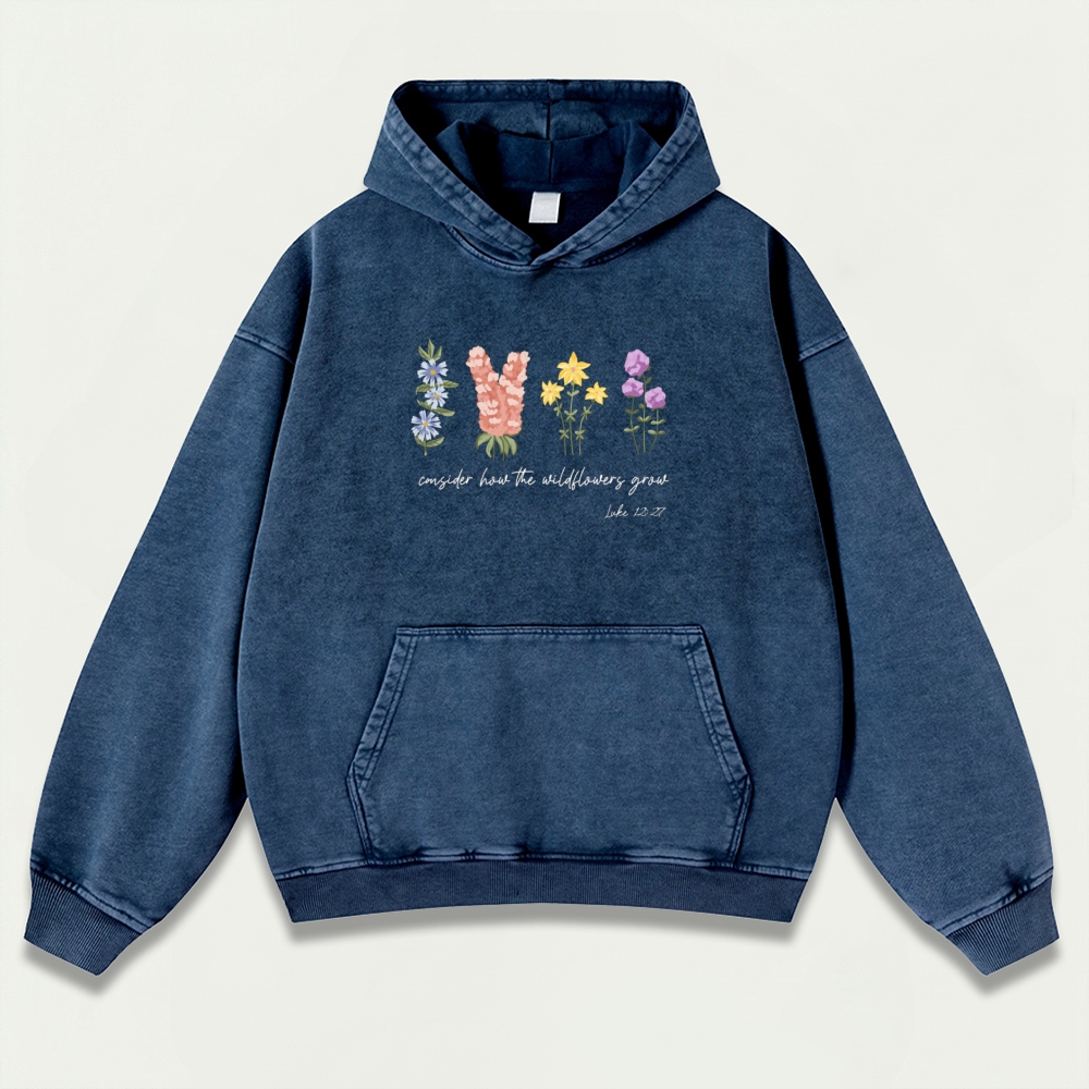 Wildflowers Vintage Premium Heavyweight Plant Hoodie-HikeVista