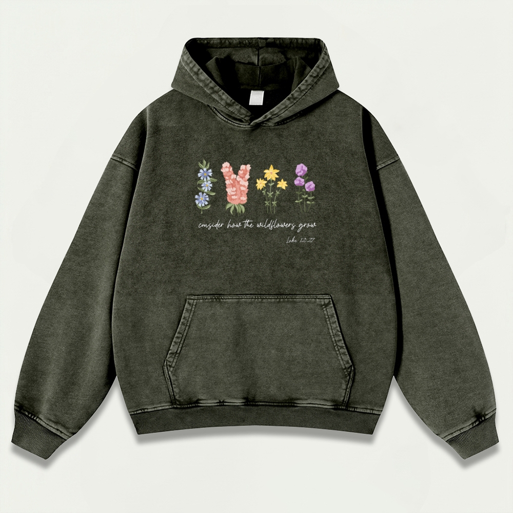 Wildflowers Vintage Premium Heavyweight Plant Hoodie-HikeVista