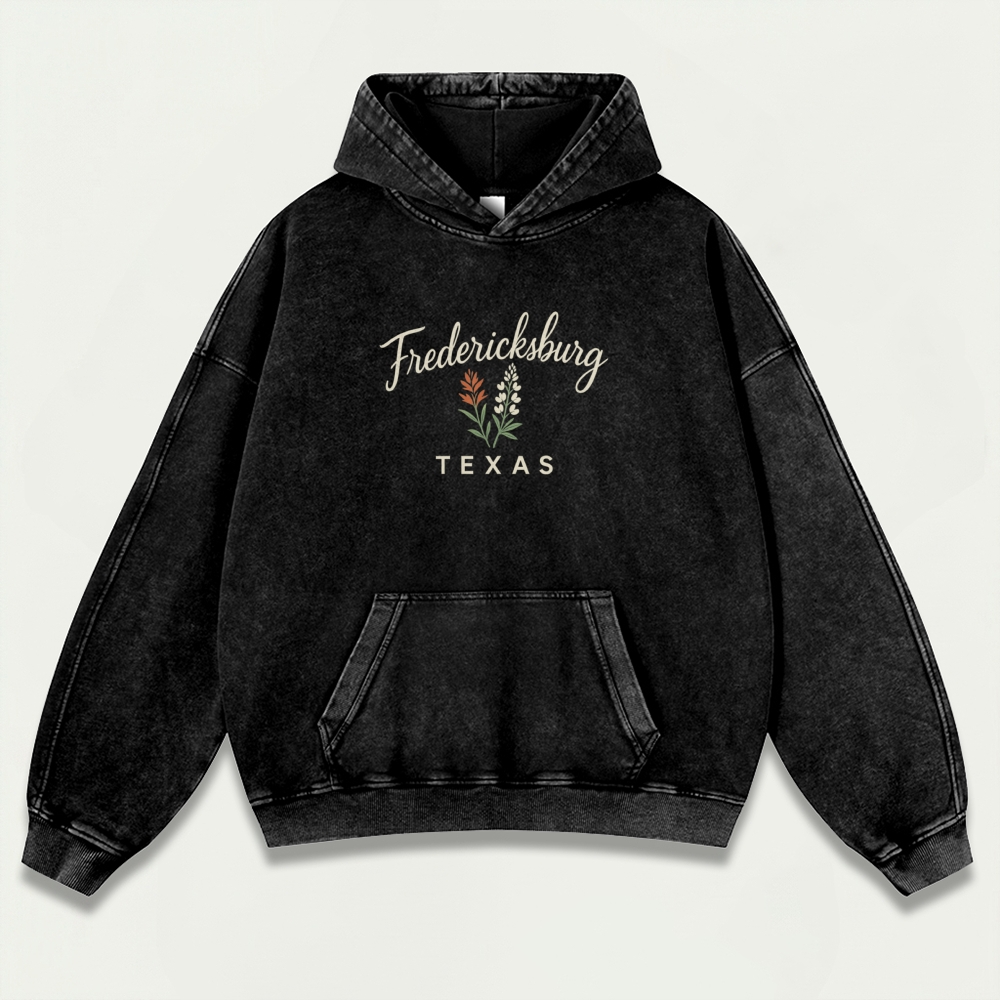 Fredericksburg Texas Vintage Premium Heavyweight Hiking Hoodie-HikeVista