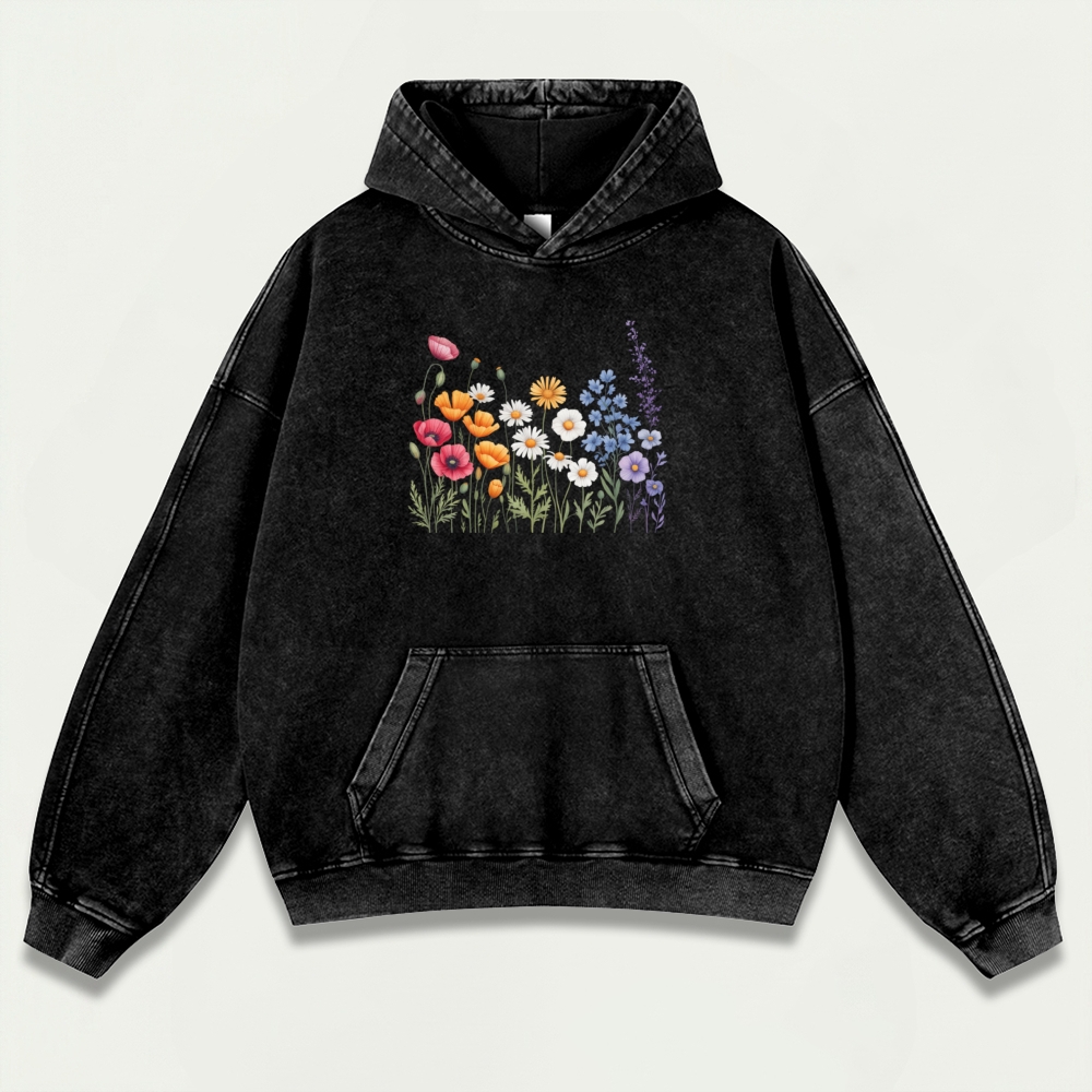 Blooming Flowers Vintage Premium Heavyweight Plant Hoodie-HikeVista