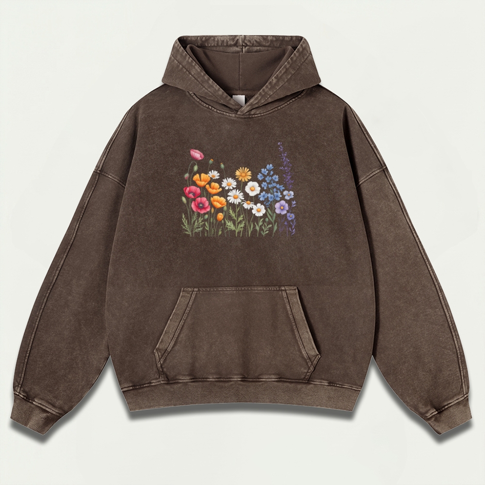 Blooming Flowers Vintage Premium Heavyweight Plant Hoodie-HikeVista