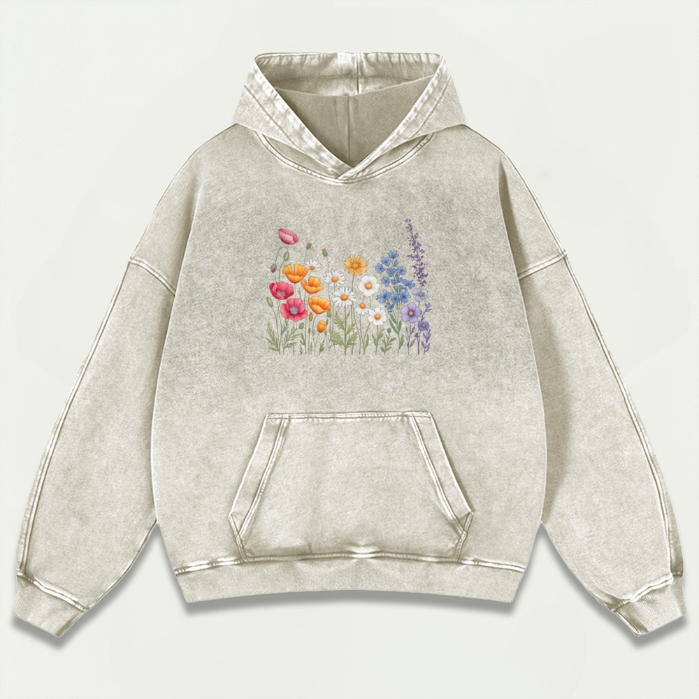 Blooming Flowers Vintage Premium Heavyweight Plant Hoodie-HikeVista