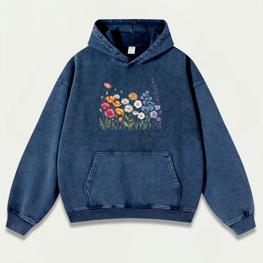 Blooming Flowers Vintage Premium Heavyweight Plant Hoodie-HikeVista