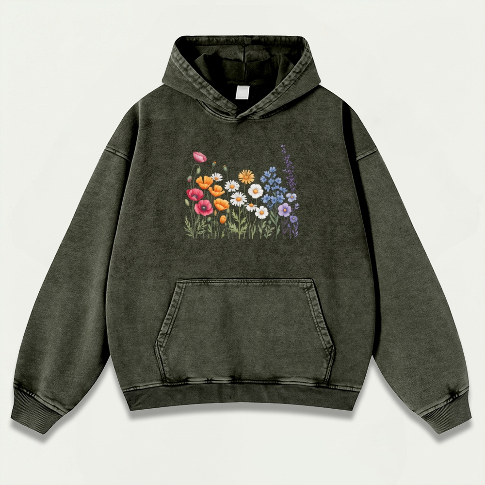Blooming Flowers Vintage Premium Heavyweight Plant Hoodie-HikeVista