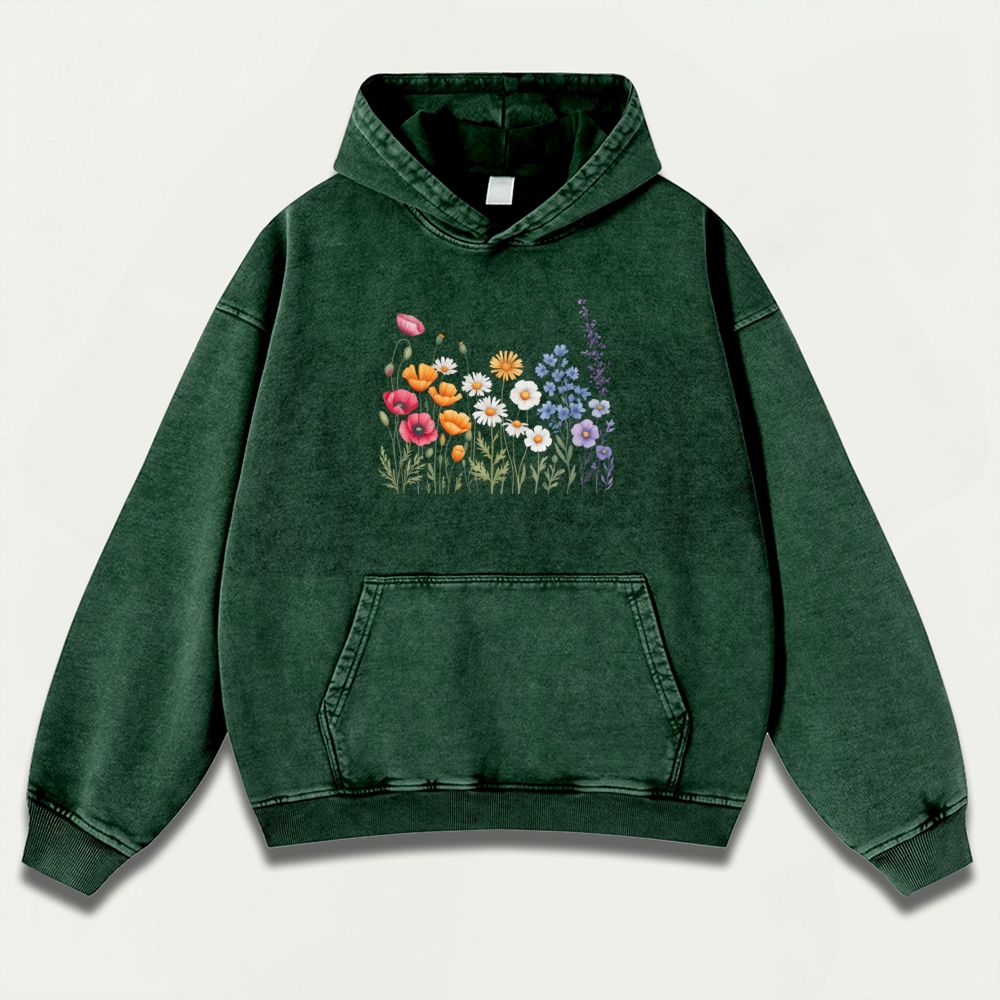 Blooming Flowers Vintage Premium Heavyweight Plant Hoodie-HikeVista