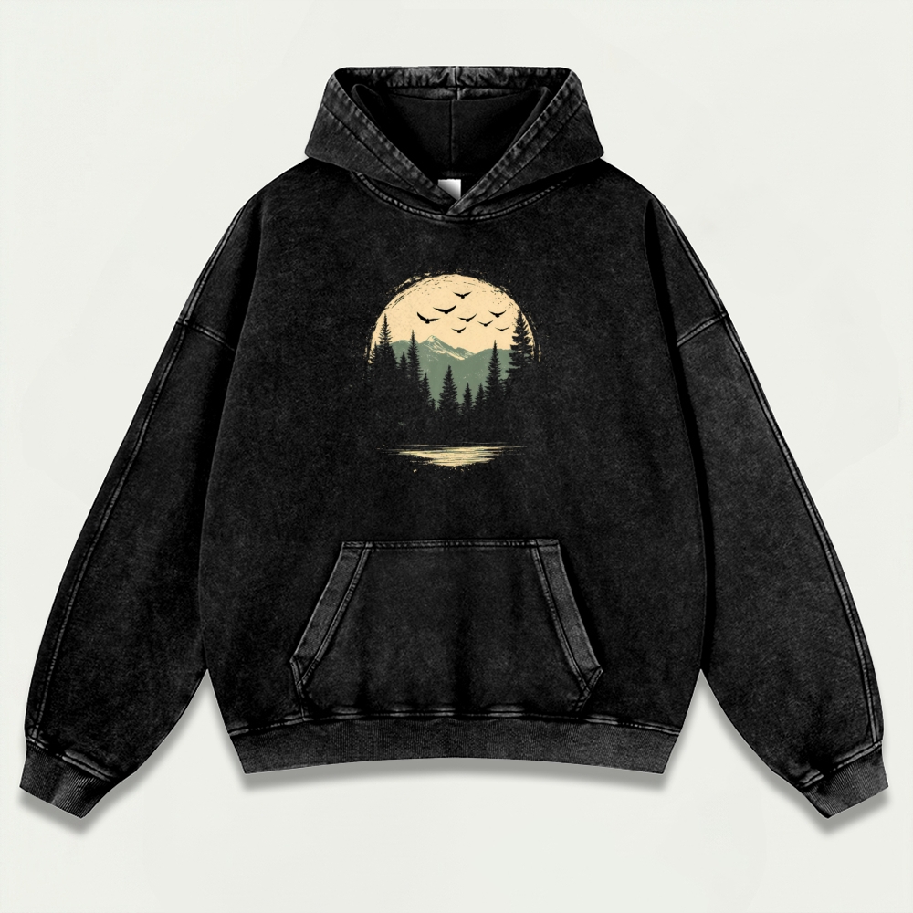 Forest Lake Vintage Premium Heavyweight Hiking Hoodie-HikeVista
