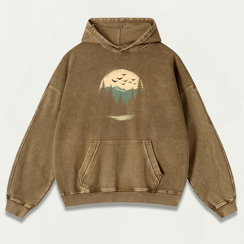 Forest Lake Vintage Premium Heavyweight Hiking Hoodie-HikeVista