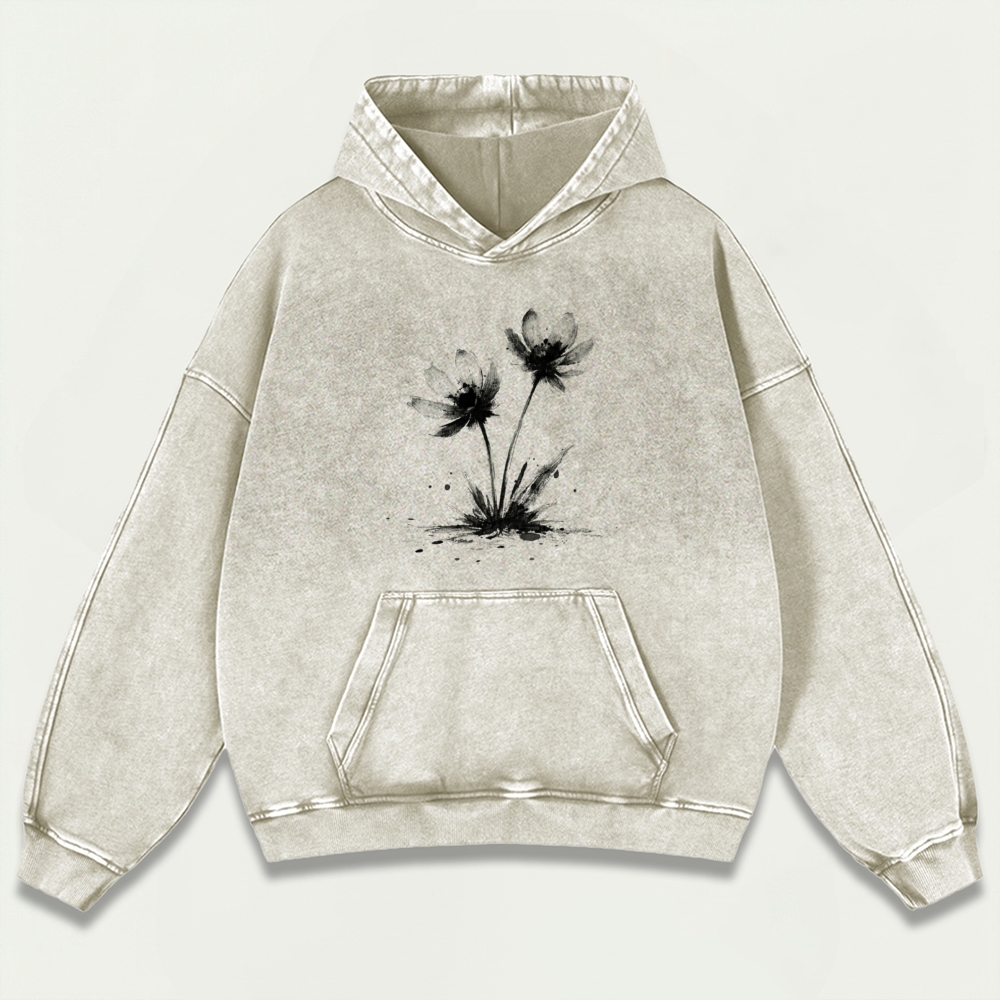 Blooming Flowers Vintage Premium Heavyweight Plant Hoodie-HikeVista
