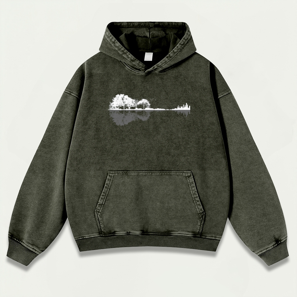 Trees Lake Vintage Premium Heavyweight Trail Hoodie-HikeVista