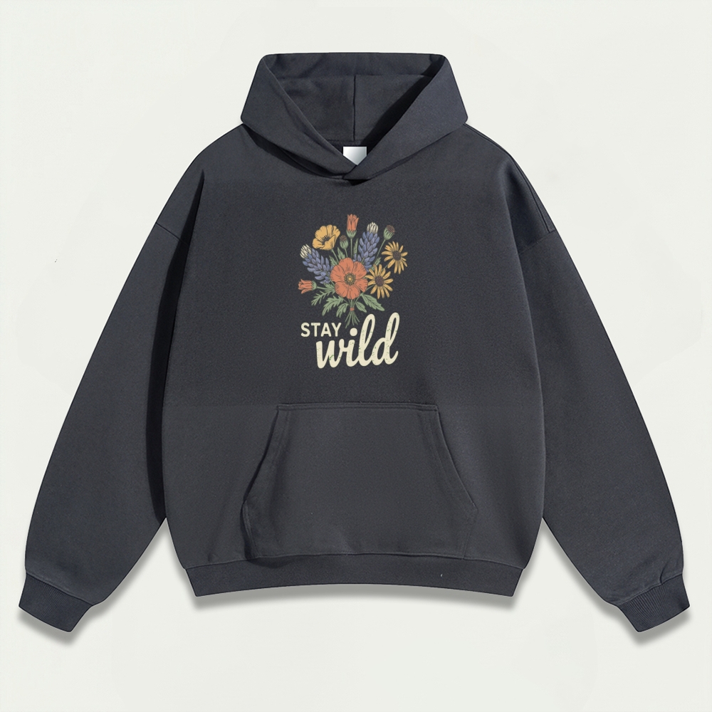 Stay Wild Flower Heavyweight Plant Hoodie-HikeVista