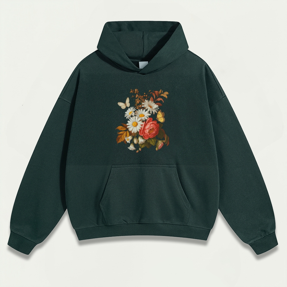 Blooming Flowers Heavyweight Plant Hoodie-HikeVista