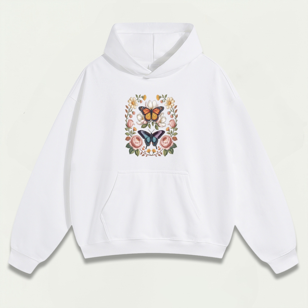 Bee Flower Heavyweight Plant Hoodie-HikeVista