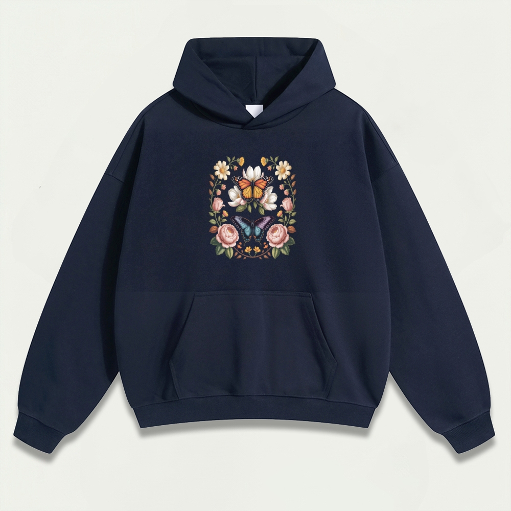 Bee Flower Heavyweight Plant Hoodie-HikeVista
