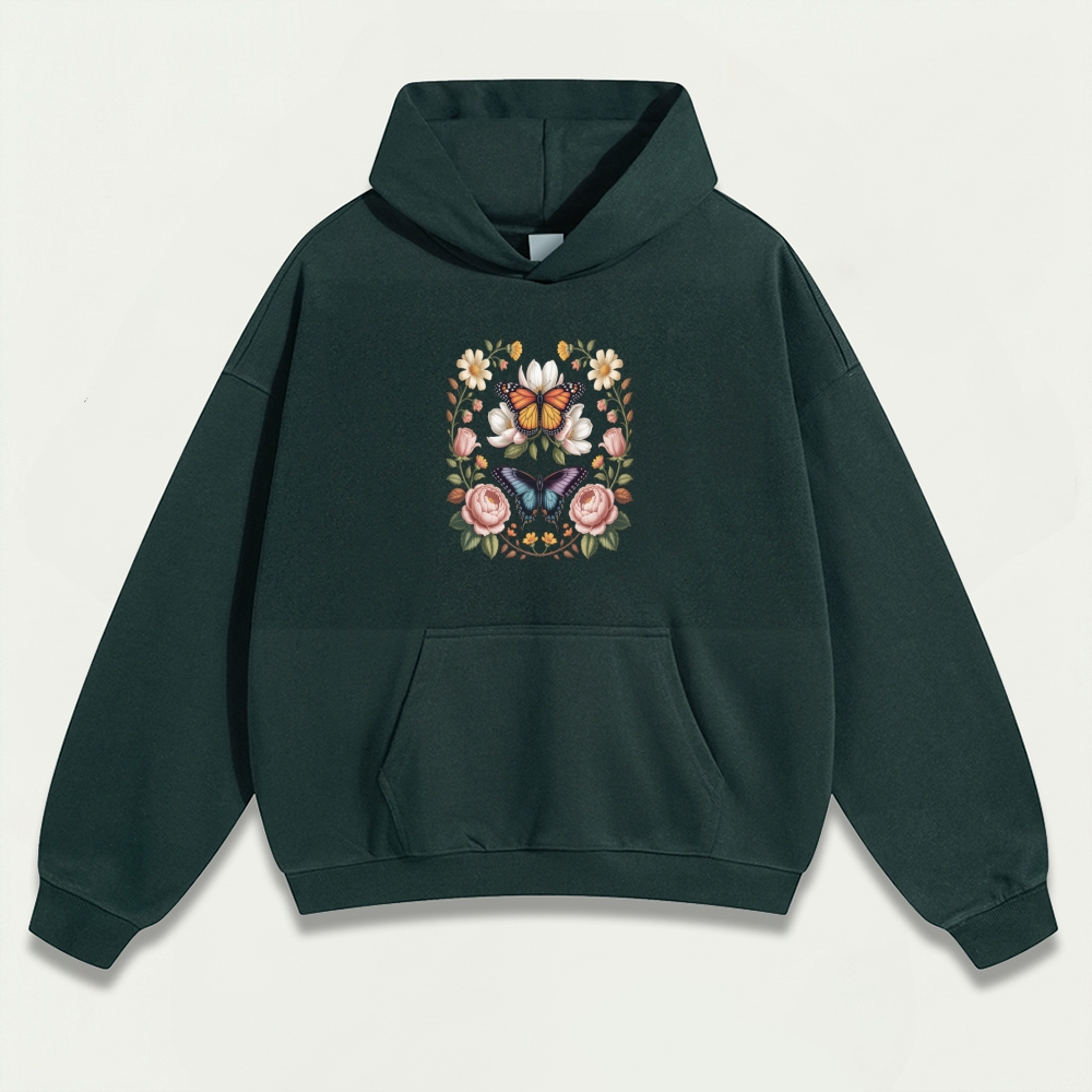 Bee Flower Heavyweight Plant Hoodie-HikeVista