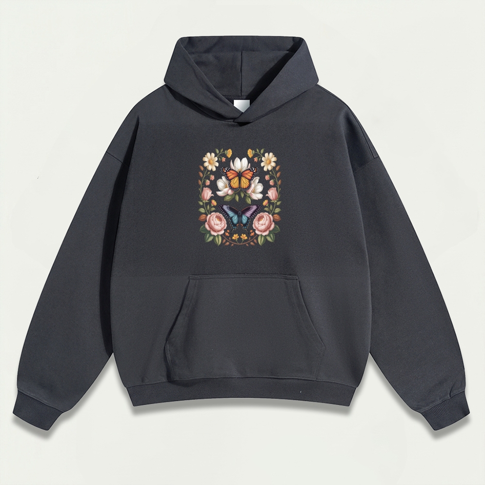 Bee Flower Heavyweight Plant Hoodie-HikeVista