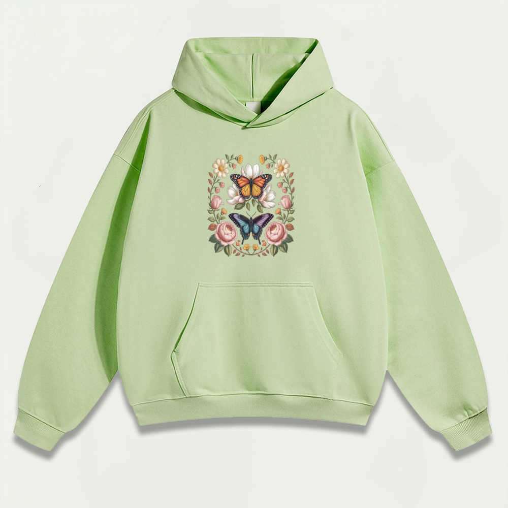 Bee Flower Heavyweight Plant Hoodie-HikeVista