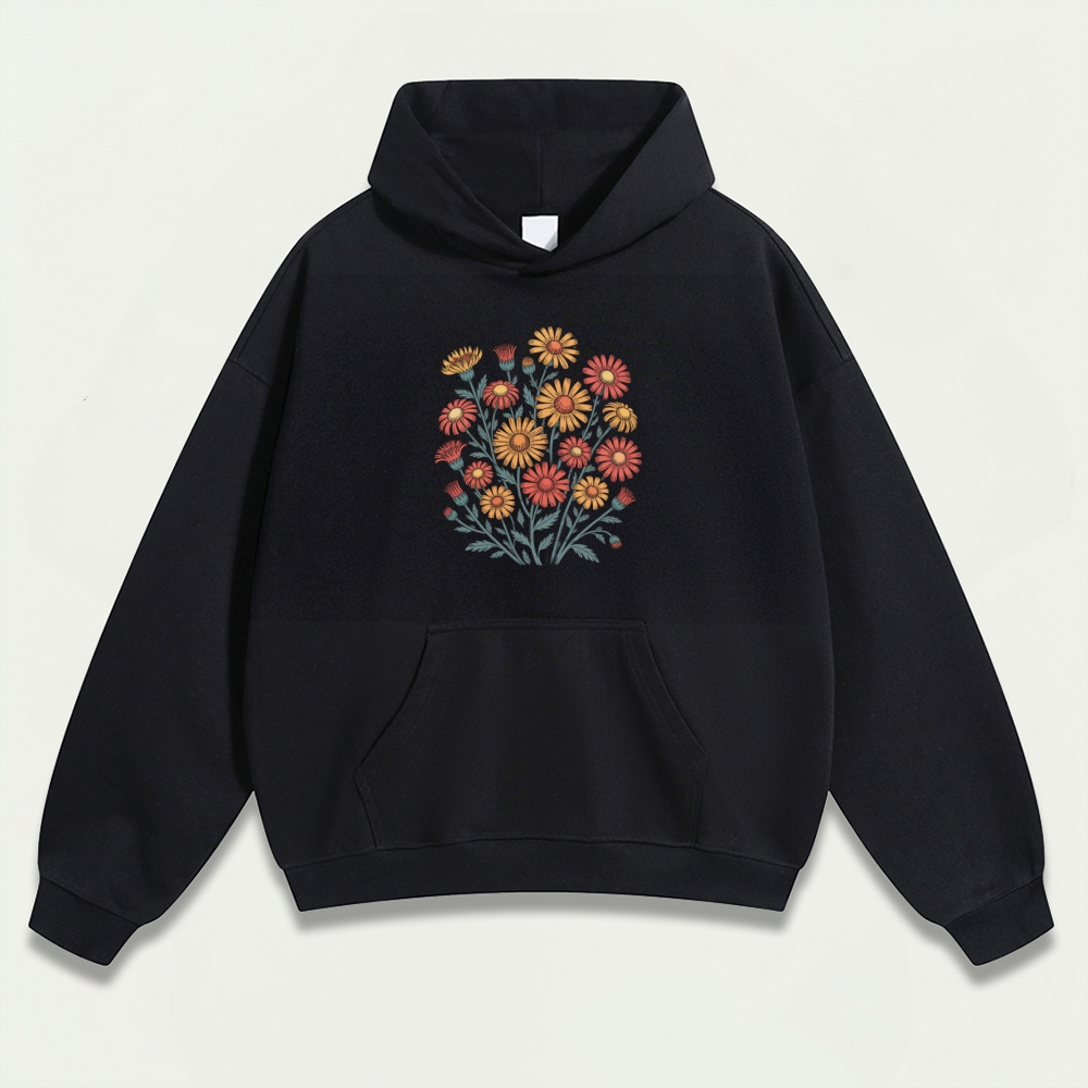 Blooming Flowers Heavyweight Plant Hoodie-HikeVista