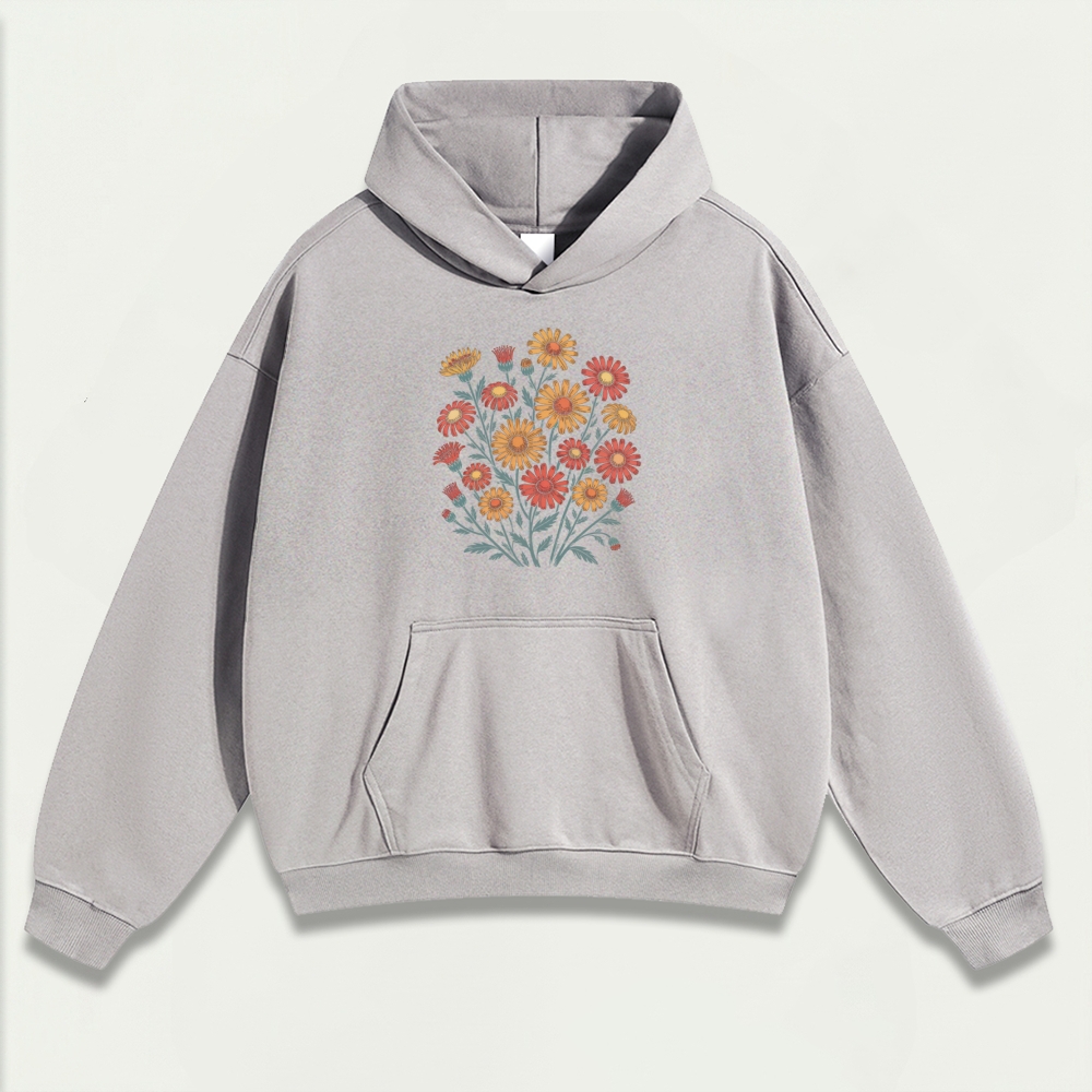 Blooming Flowers Heavyweight Plant Hoodie-HikeVista