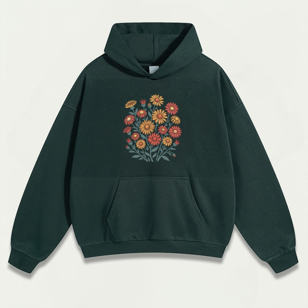 Blooming Flowers Heavyweight Plant Hoodie-HikeVista