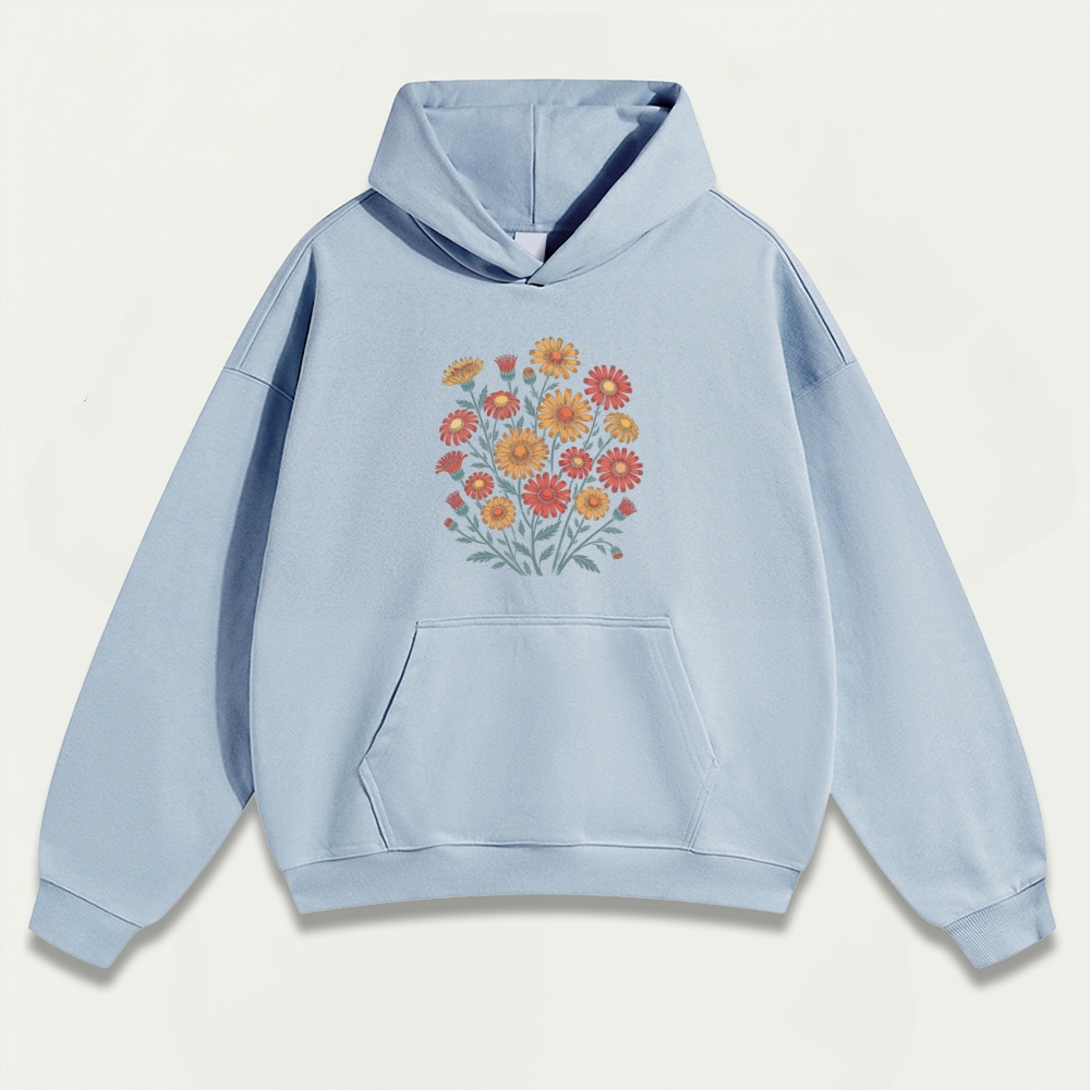 Blooming Flowers Heavyweight Plant Hoodie-HikeVista
