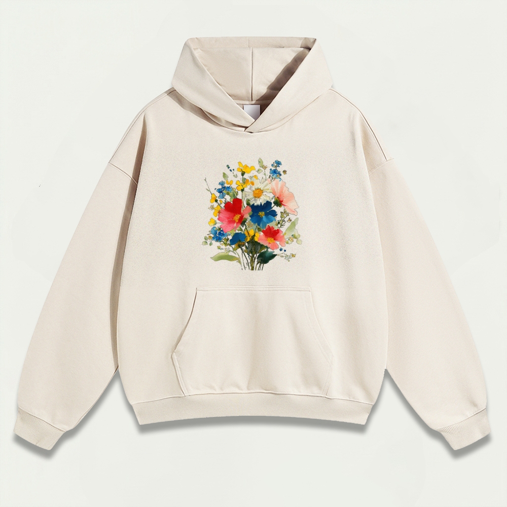 Blooming Flowers Heavyweight Plant Hoodie-HikeVista