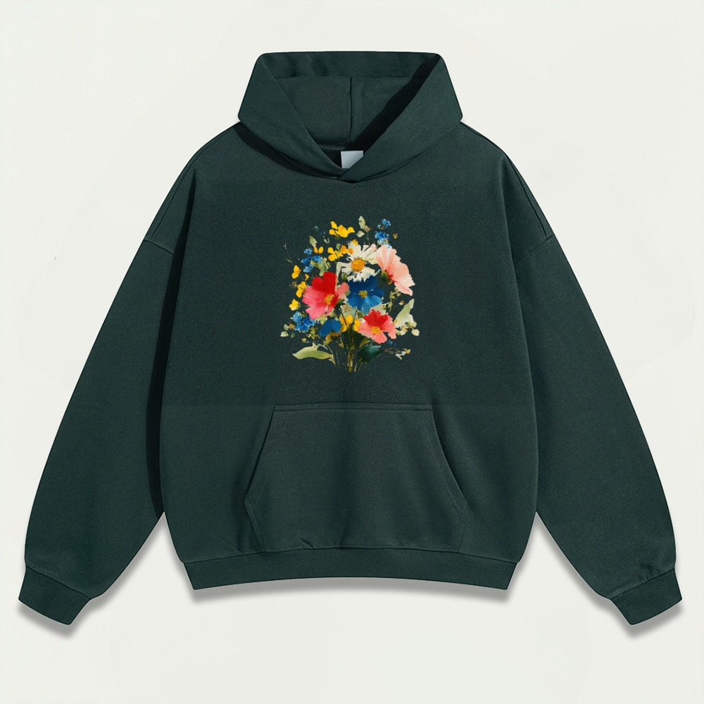 Blooming Flowers Heavyweight Plant Hoodie-HikeVista