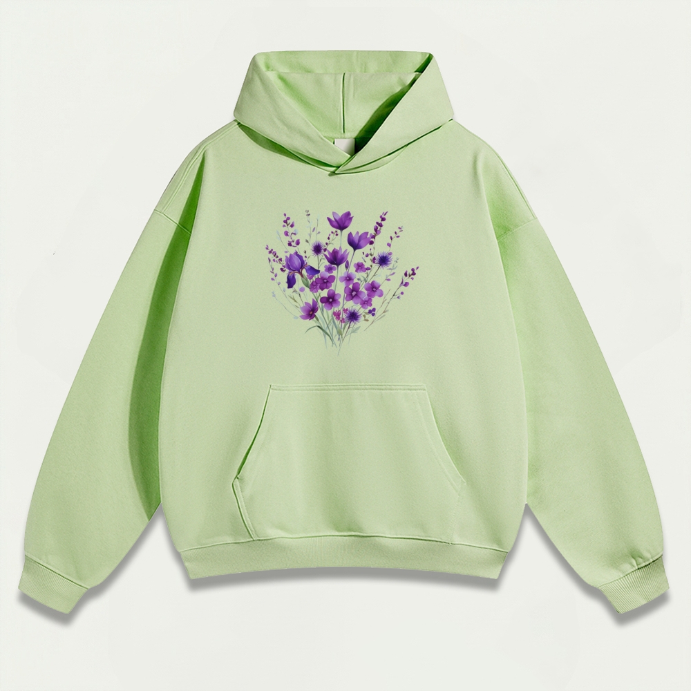 Blooming Purple Flowers Heavyweight Trail Hoodie-HikeVista
