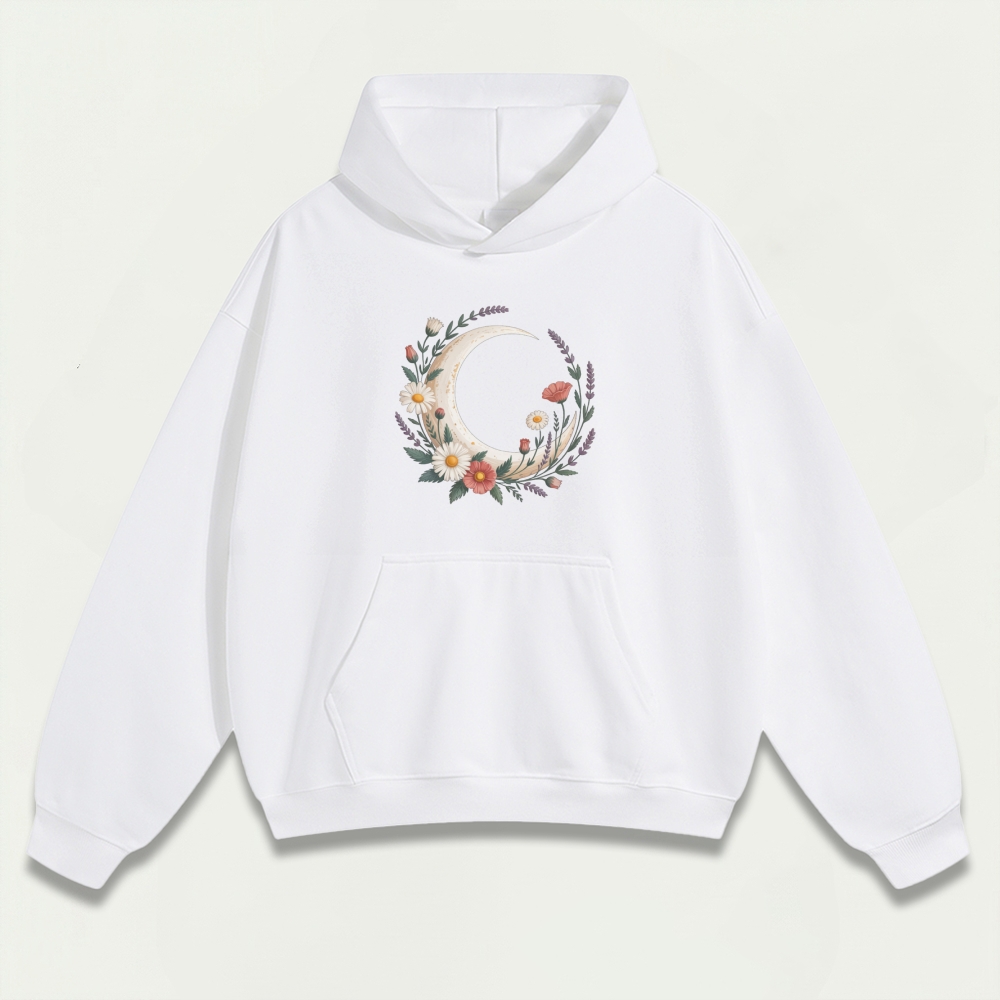 Moon Flowers Heavyweight Hiking Hoodie-HikeVista