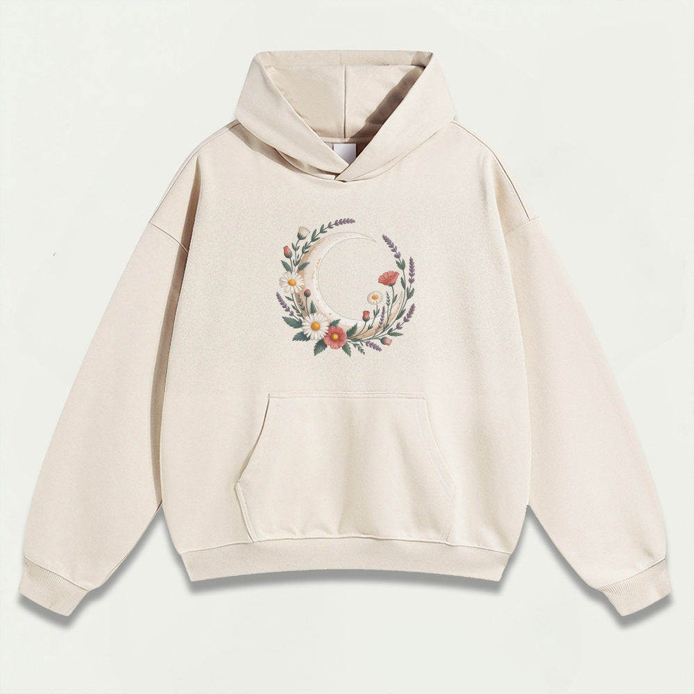 Moon Flowers Heavyweight Hiking Hoodie-HikeVista
