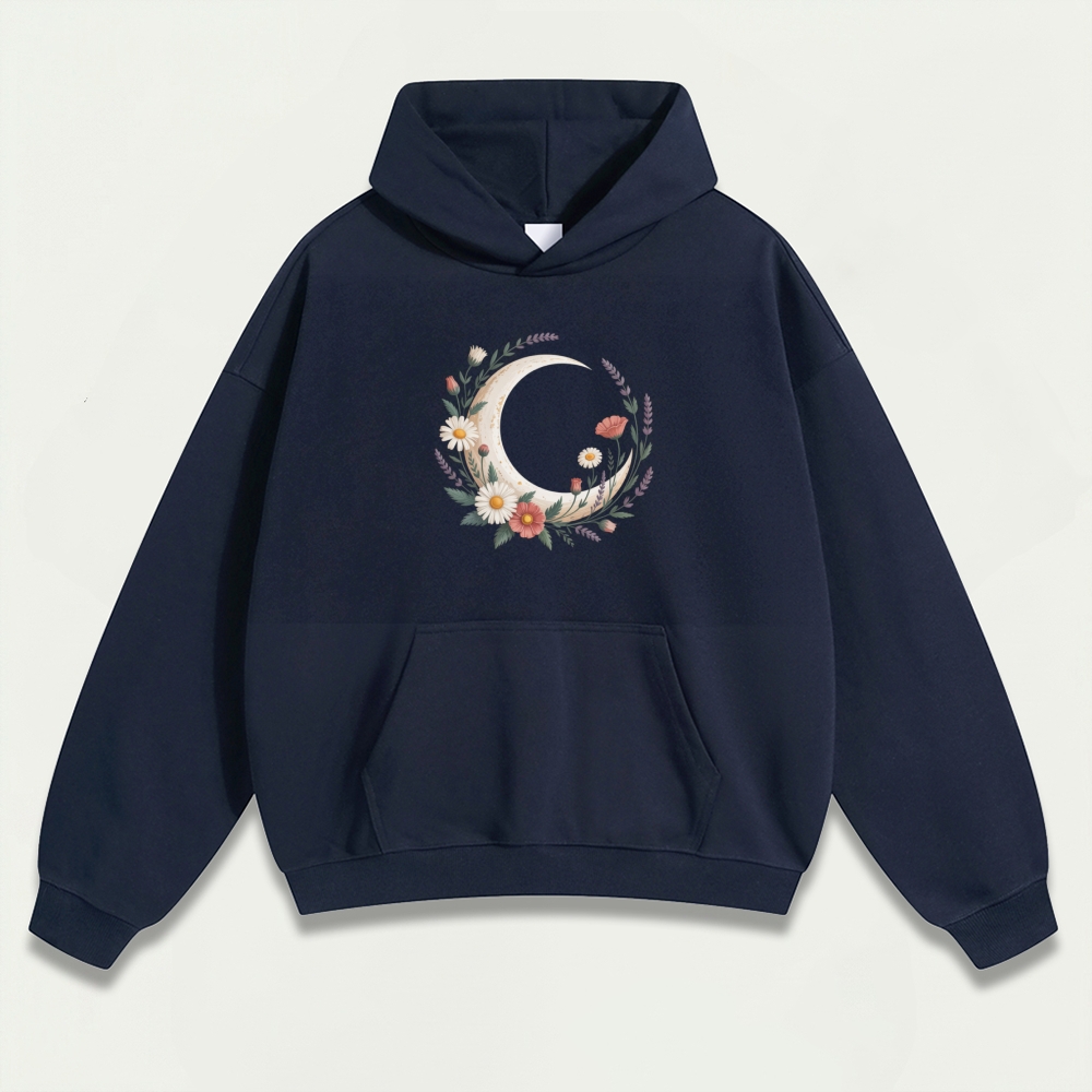 Moon Flowers Heavyweight Hiking Hoodie-HikeVista