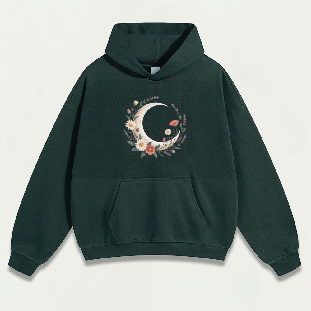 Moon Flowers Heavyweight Hiking Hoodie-HikeVista