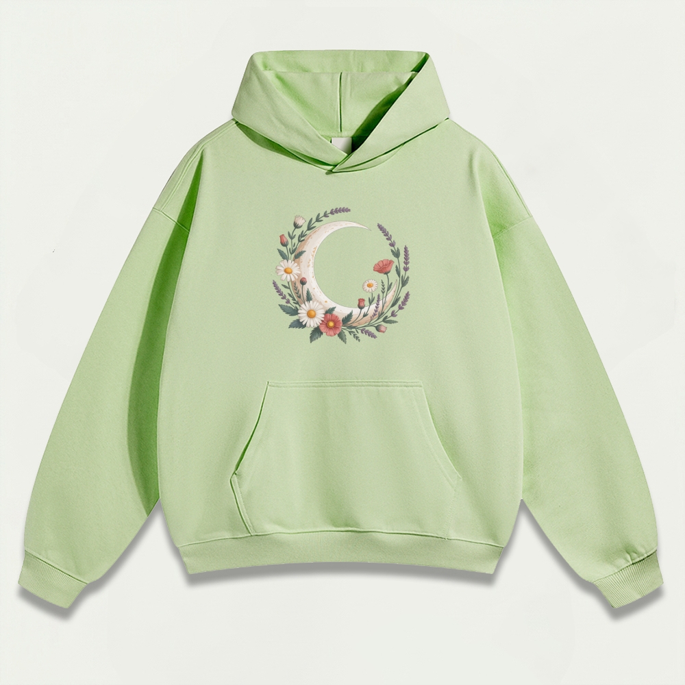 Moon Flowers Heavyweight Hiking Hoodie-HikeVista