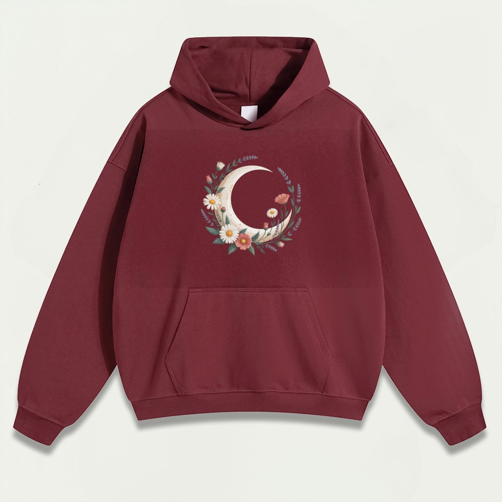Moon Flowers Heavyweight Hiking Hoodie-HikeVista
