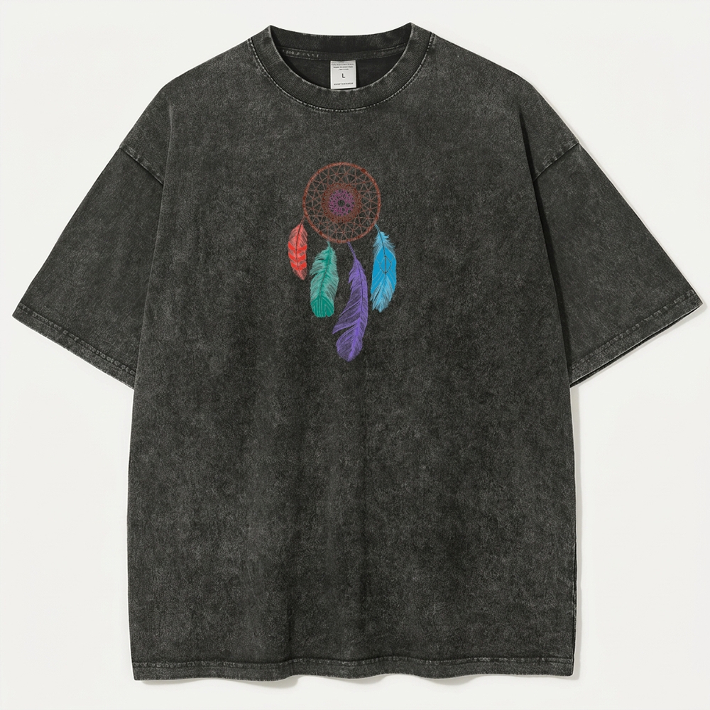 Dreamcatcher Feathers Vintage Organic Cotton Hiking Tee-HikeVista