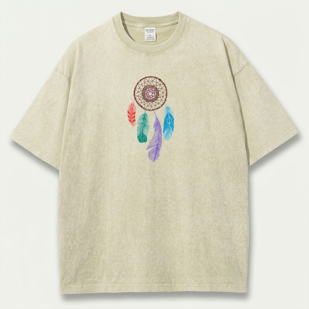 Dreamcatcher Feathers Vintage Organic Cotton Hiking Tee-HikeVista