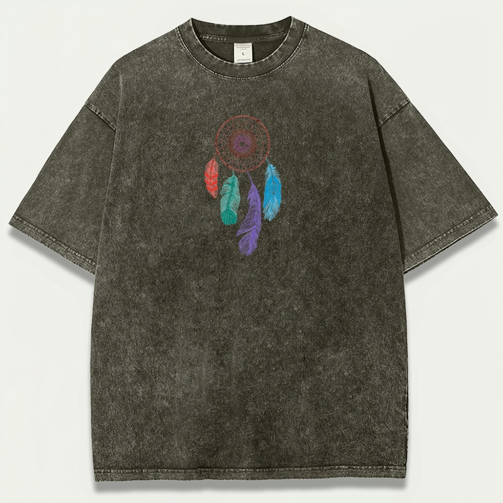 Dreamcatcher Feathers Vintage Organic Cotton Hiking Tee-HikeVista