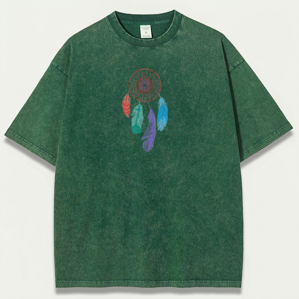Dreamcatcher Feathers Vintage Organic Cotton Hiking Tee-HikeVista