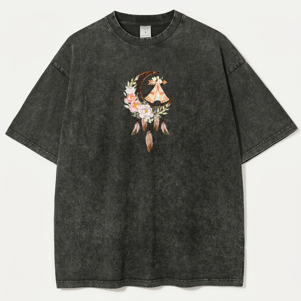 Dreamcatcher Flowers Vintage Organic Cotton Hiking Tee-HikeVista
