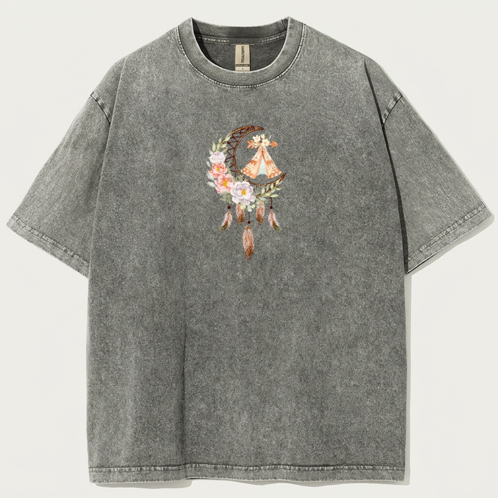 Dreamcatcher Flowers Vintage Organic Cotton Hiking Tee-HikeVista