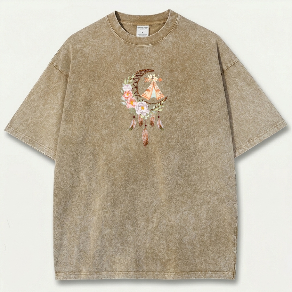 Dreamcatcher Flowers Vintage Organic Cotton Hiking Tee-HikeVista