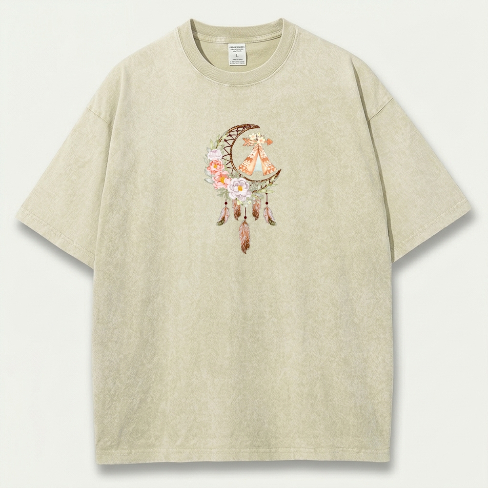 Dreamcatcher Flowers Vintage Organic Cotton Hiking Tee-HikeVista