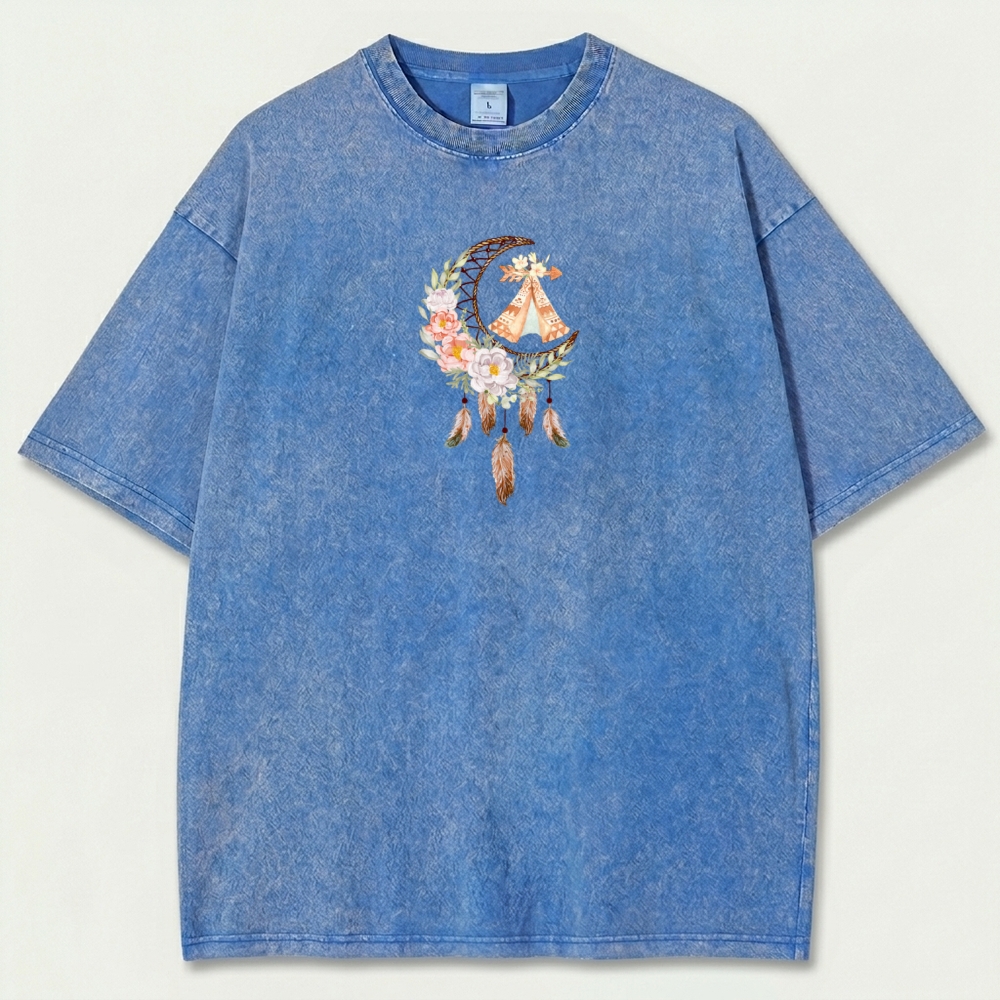 Dreamcatcher Flowers Vintage Organic Cotton Hiking Tee-HikeVista