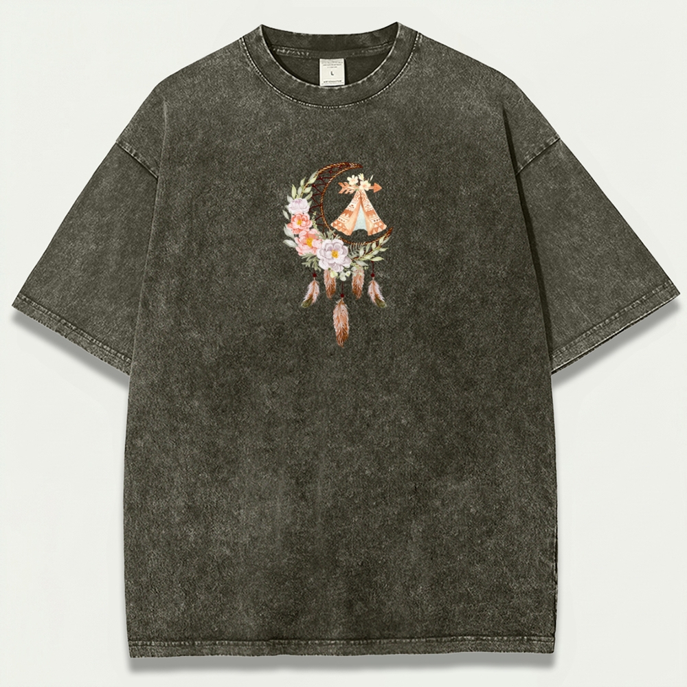 Dreamcatcher Flowers Vintage Organic Cotton Hiking Tee-HikeVista