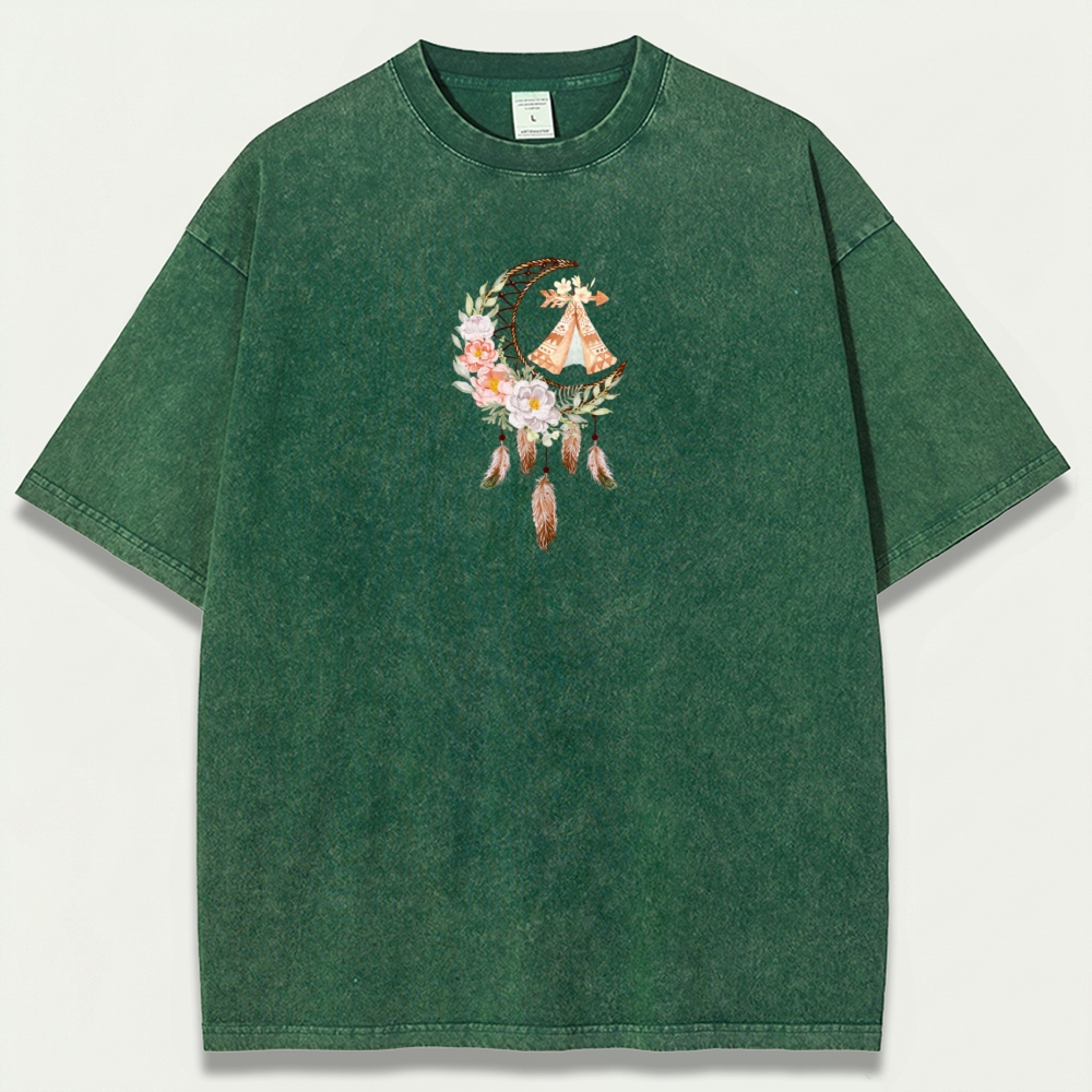 Dreamcatcher Flowers Vintage Organic Cotton Hiking Tee-HikeVista