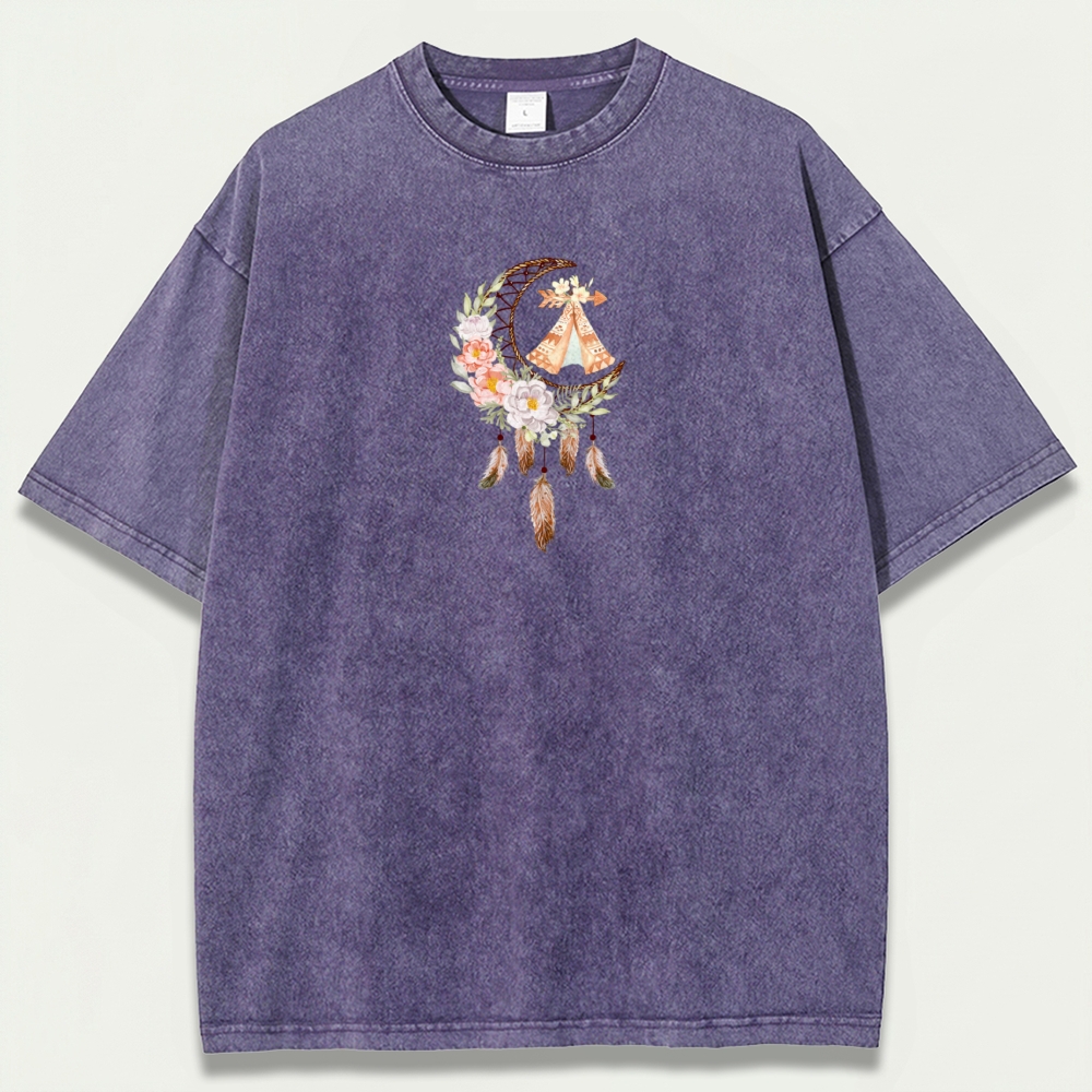 Dreamcatcher Flowers Vintage Organic Cotton Hiking Tee-HikeVista