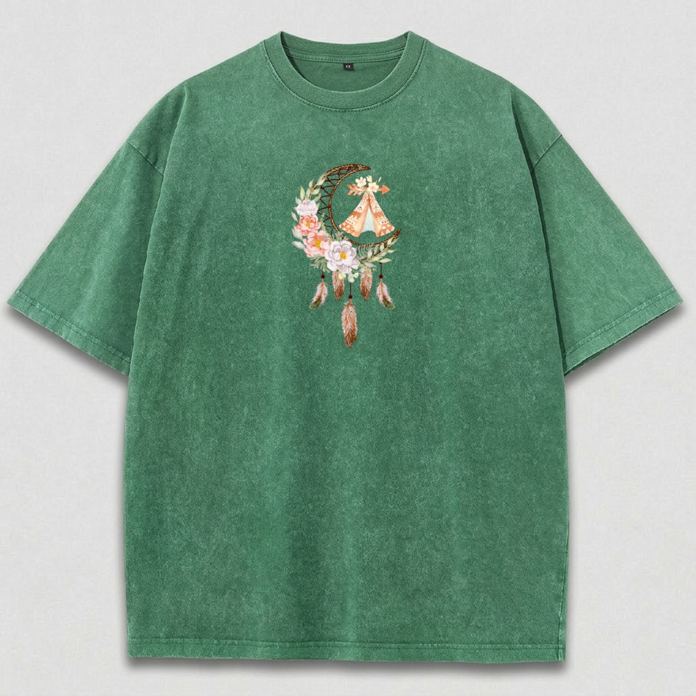 Dreamcatcher Flowers Vintage Organic Cotton Hiking Tee-HikeVista