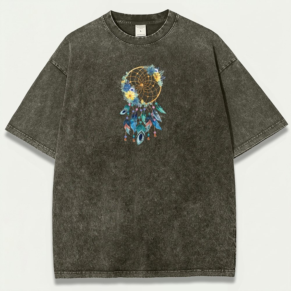 Dreamcatcher Feathers Vintage Organic Cotton Hiking Tee-HikeVista
