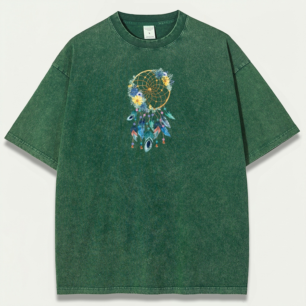Dreamcatcher Feathers Vintage Organic Cotton Hiking Tee-HikeVista