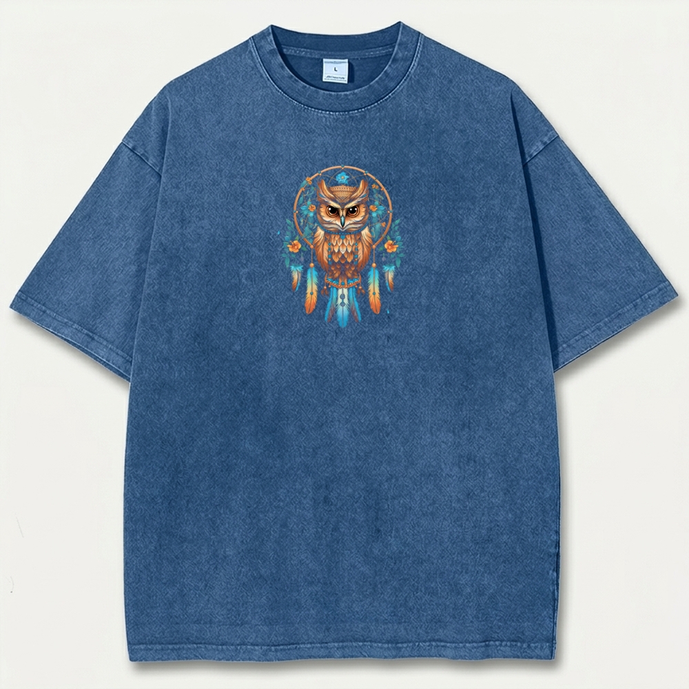 Dreamcatcher Feathers Vintage Organic Cotton Owl Tee-HikeVista