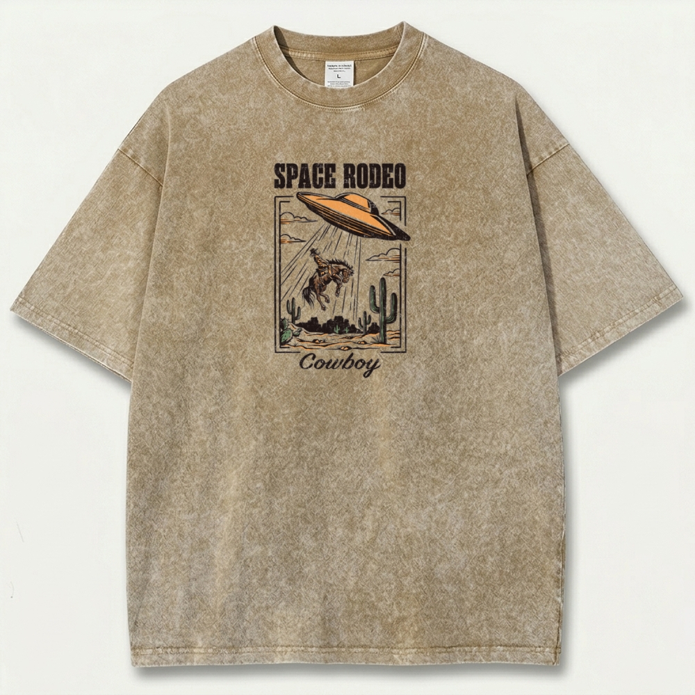 Cowboy Space Rodeo Vintage Organic Cotton Hiking Tee-HikeVista